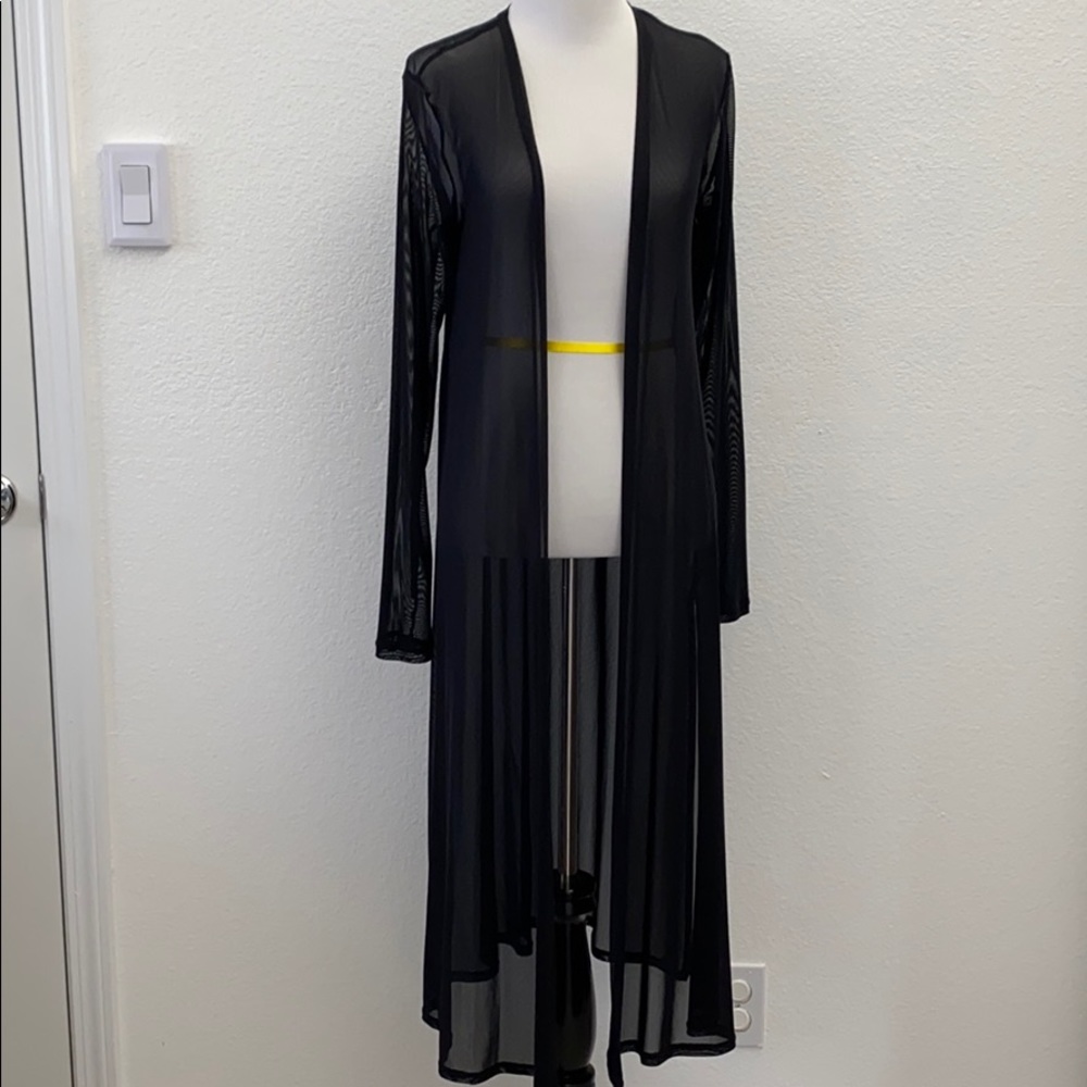 Sheer long cardigan black